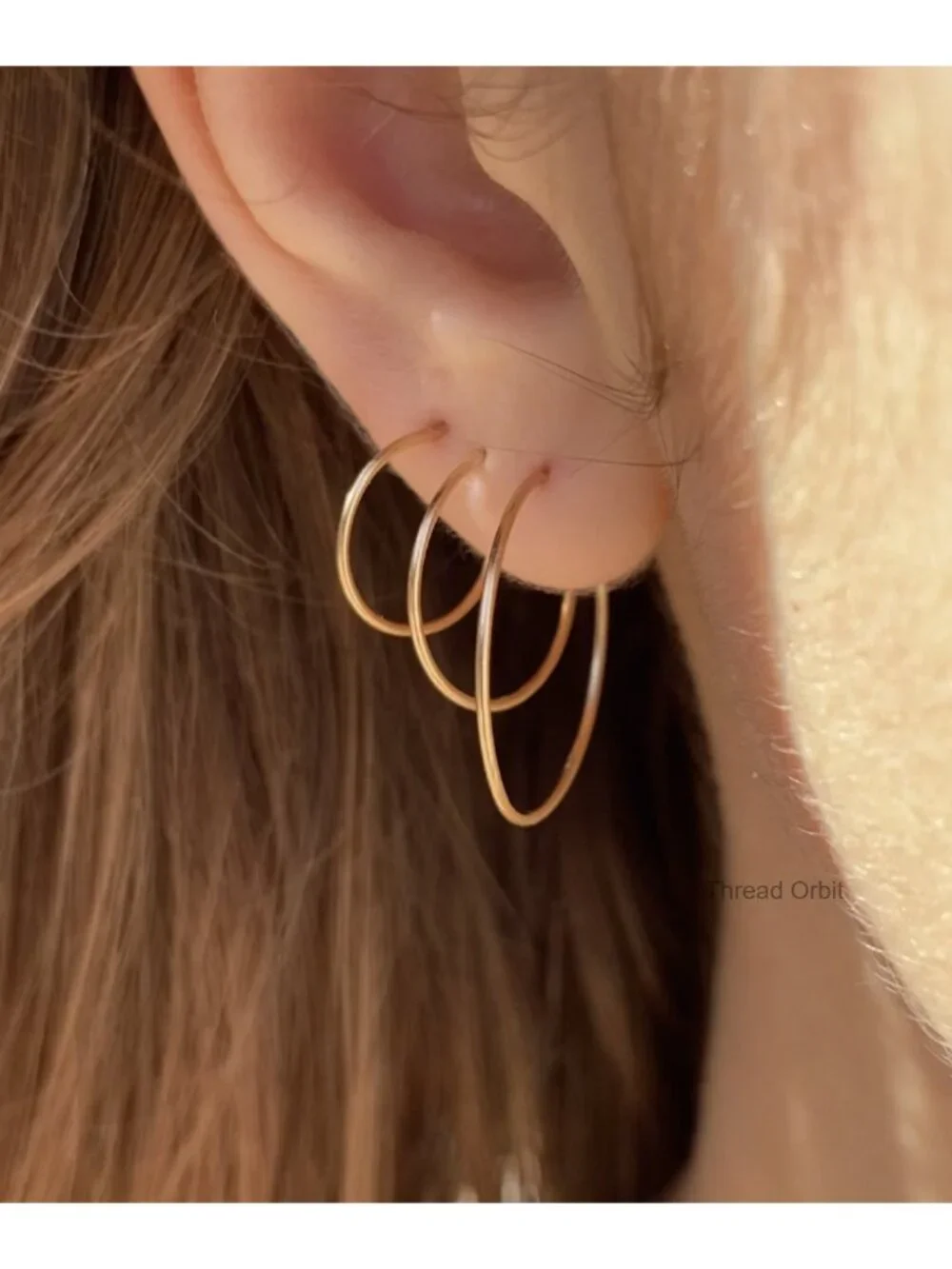 14k Real Gold Thin Hoop Earrings - Mini Dainty Huggie Hoops